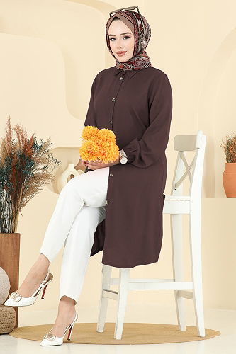 moda selvim Tunic 2001ERK1158 Brown - Thumbnail