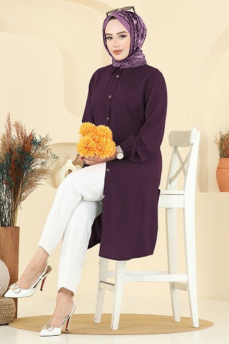 moda selvim Tunic 2001ERK1158 Damson - Thumbnail