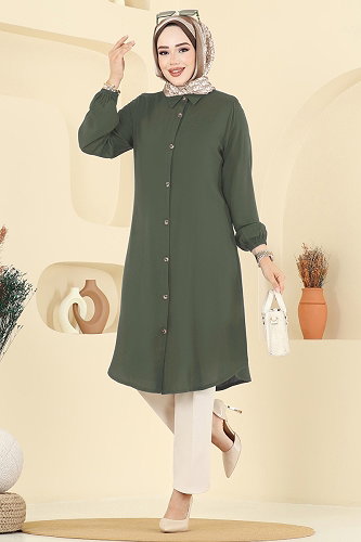 moda selvim Tunic 2001ERK1158 Khaki - Thumbnail