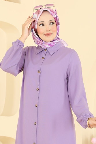 moda selvim بلوز ليلكي 2001ERK1158 - Thumbnail