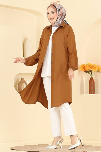 moda selvim بلوز خردلي 2001ERK1158 - Thumbnail