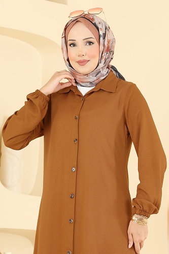 moda selvim بلوز خردلي 2001ERK1158 - Thumbnail