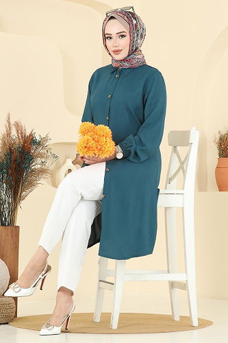 moda selvim Tunic 2001ERK1158 Petroleum - Thumbnail