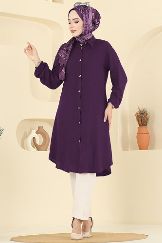 moda selvim Tunic 2001ERK1158 Purple - Thumbnail