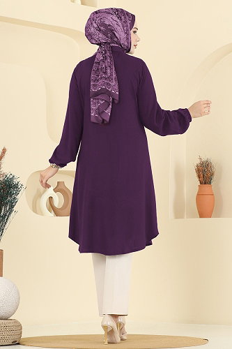 moda selvim بلوز أرجواني 2001ERK1158 - Thumbnail