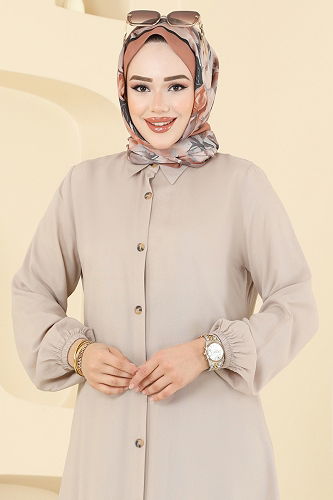 moda selvim Tunic 2001ERK1158 Stone - Thumbnail