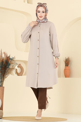 moda selvim بلوز بيج 2001ERK1158 - Thumbnail