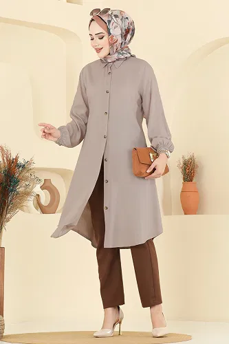 moda selvim بلوز بيج 2001ERK1158 - Thumbnail