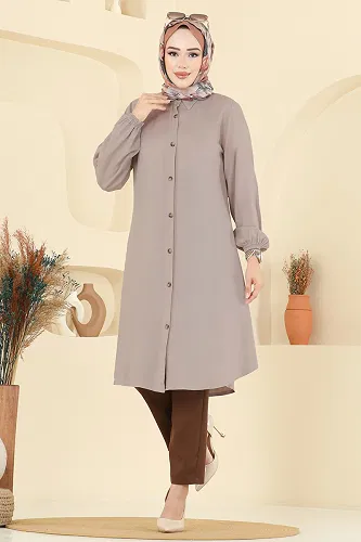 moda selvim بلوز بيج 2001ERK1158 - Thumbnail