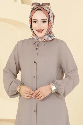 moda selvim بلوز بيج 2001ERK1158 - Thumbnail