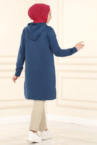 moda selvim 2001YNS793 ياقوتي بلوز طويل - Thumbnail