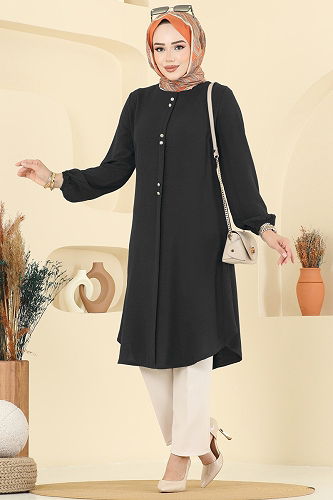 moda selvim Tunic 2002ERK1158 Black - Thumbnail