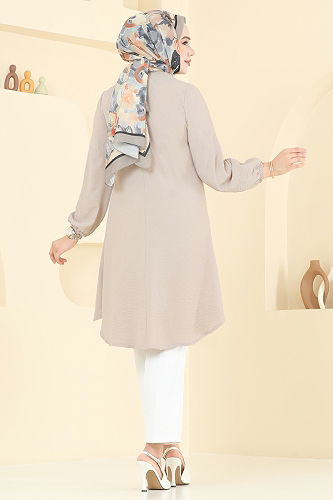 moda selvim Tunic 2002ERK1158 Stone - Thumbnail