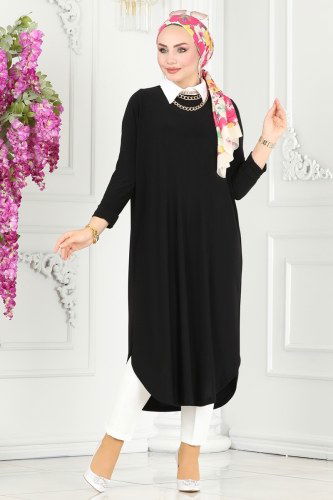 moda selvim Tunic 2002MEY846 Black - Thumbnail