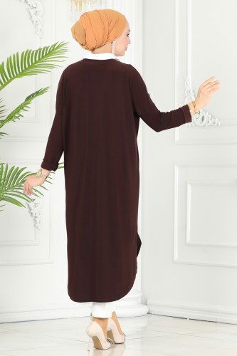 moda selvim Tunic 2002MEY846 Brown - Thumbnail