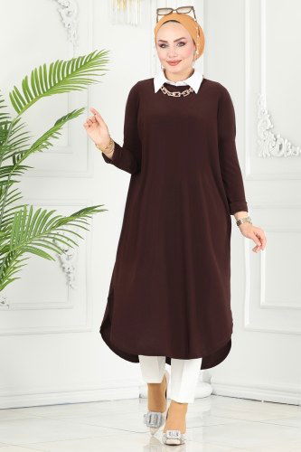 moda selvim Tunic 2002MEY846 Brown - Thumbnail