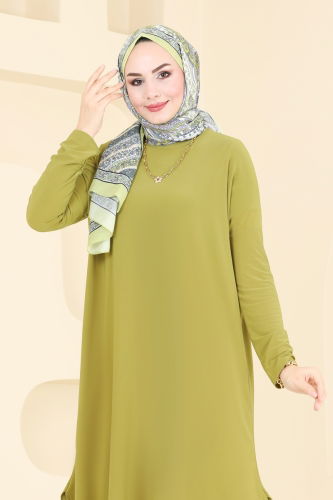 moda selvim Tunic 2002MEY846 Oil Green - Thumbnail