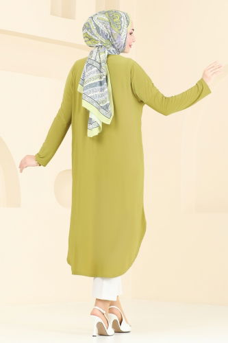 moda selvim Tunic 2002MEY846 Oil Green - Thumbnail