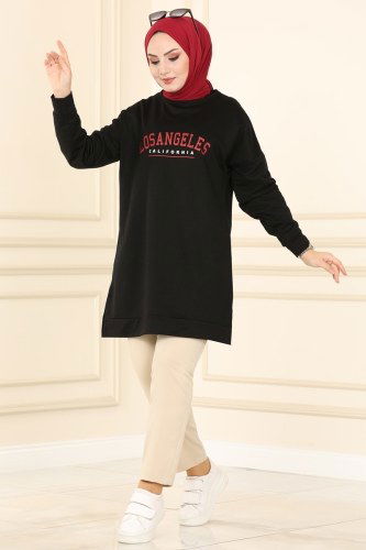 moda selvim Tunic 2002YNS793 Black - Thumbnail