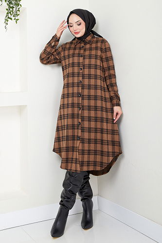 moda selvim Tunic 2003BRZ981-M Tan - Thumbnail