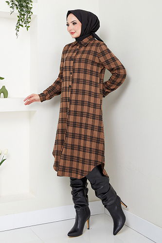 moda selvim Tunic 2003BRZ981-M Tan - Thumbnail