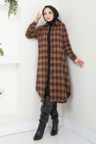 moda selvim Tunic 2003BRZ981-M Tan - Thumbnail