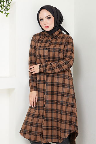 moda selvim بلوز عسلي 2003BRZ981-M - Thumbnail