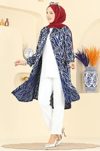 moda selvim Tunic 2003ERK1158 Navy Blue - Thumbnail