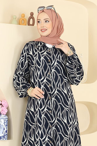 moda selvim Tunic 2003ERK1158 Navy Blue - Thumbnail