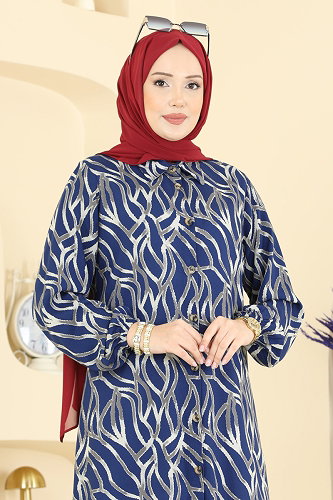 moda selvim بلوز كحلي 2003ERK1158 - Thumbnail