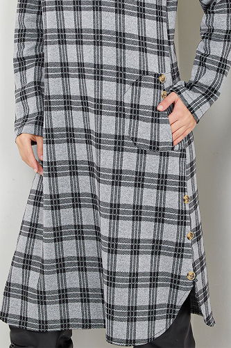 moda selvim Tunic 2004BRZ981-M Gray - Thumbnail