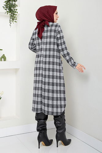 moda selvim Tunic 2004BRZ981-M Gray - Thumbnail