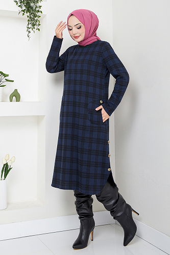 moda selvim Tunic 2004BRZ981-M Navy Blue - Thumbnail