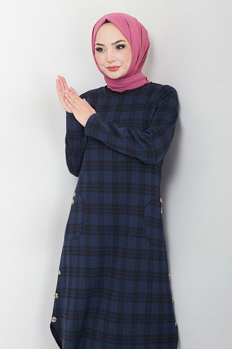 moda selvim Tunic 2004BRZ981-M Navy Blue - Thumbnail