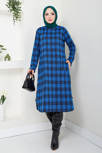 moda selvim Tunic 2004BRZ981-M Saxe - Thumbnail