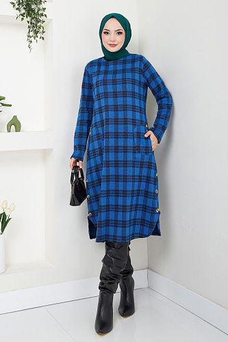 moda selvim Tunic 2004BRZ981-M Saxe - Thumbnail