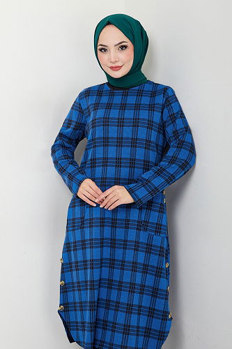 moda selvim Tunic 2004BRZ981-M Saxe - Thumbnail