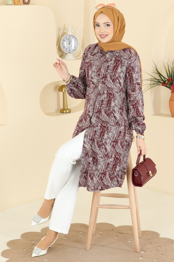 Modaselvim Tunic Tunic 2004ERK1158 Burgundy