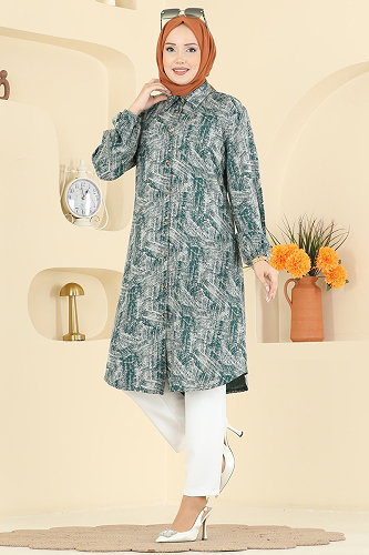 moda selvim Tunic 2004ERK1158 Emerald - Thumbnail