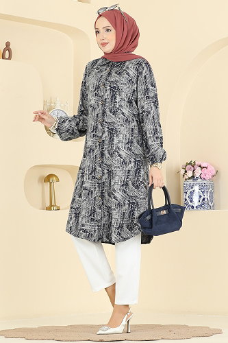 moda selvim Tunic 2004ERK1158 Navy Blue - Thumbnail