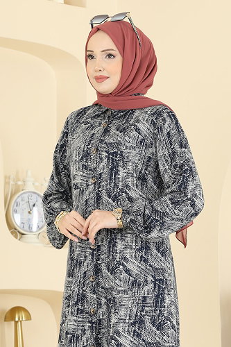 moda selvim Tunic 2004ERK1158 Navy Blue - Thumbnail