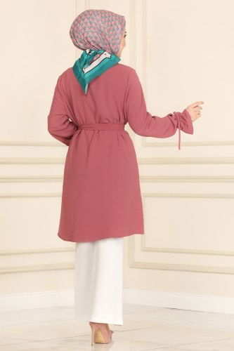 moda selvim 2008MDA386 الزهري بلوز طويل - Thumbnail
