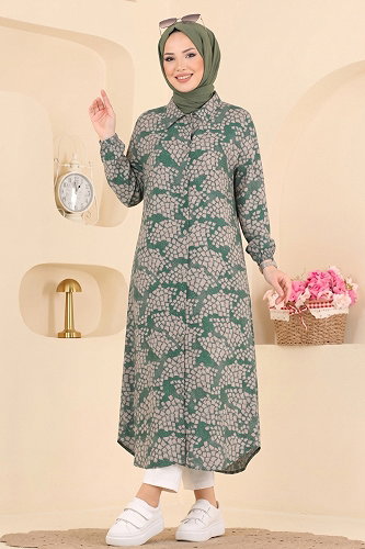 moda selvim Tunic 200NZRK1200 Khaki&Vision - Thumbnail