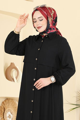 moda selvim Tunic 2010BG354 Black - Thumbnail