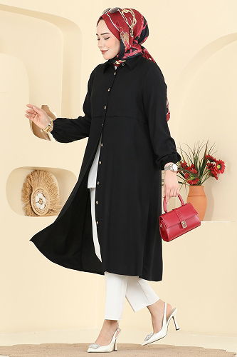 moda selvim بلوز أسود 2010BG354 - Thumbnail