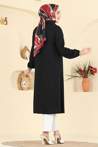 moda selvim بلوز أسود 2010BG354 - Thumbnail