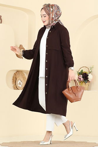 moda selvim بلوز بني 2010BG354 - Thumbnail