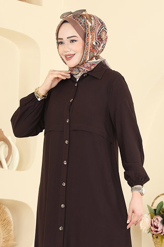 moda selvim بلوز بني 2010BG354 - Thumbnail