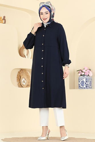 moda selvim Tunic 2010BG354 Navy Blue - Thumbnail