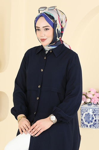 moda selvim بلوز كحلي 2010BG354 - Thumbnail